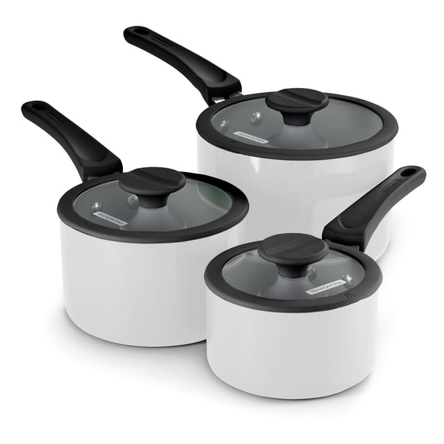 Tramontina 6 Piece Ceramic Nonstick Nesting Cookware Set Stackable, Space Saving Set - Blance de blance