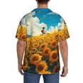thumbnail image 3 of Pofeuu Clear Sky Sunflower Print Mens Casual Short Sleeve Shirts Beach Summer Spread Collar Pocket Tops Men's Casual Short-sleeved Shirt-Large, 3 of 5