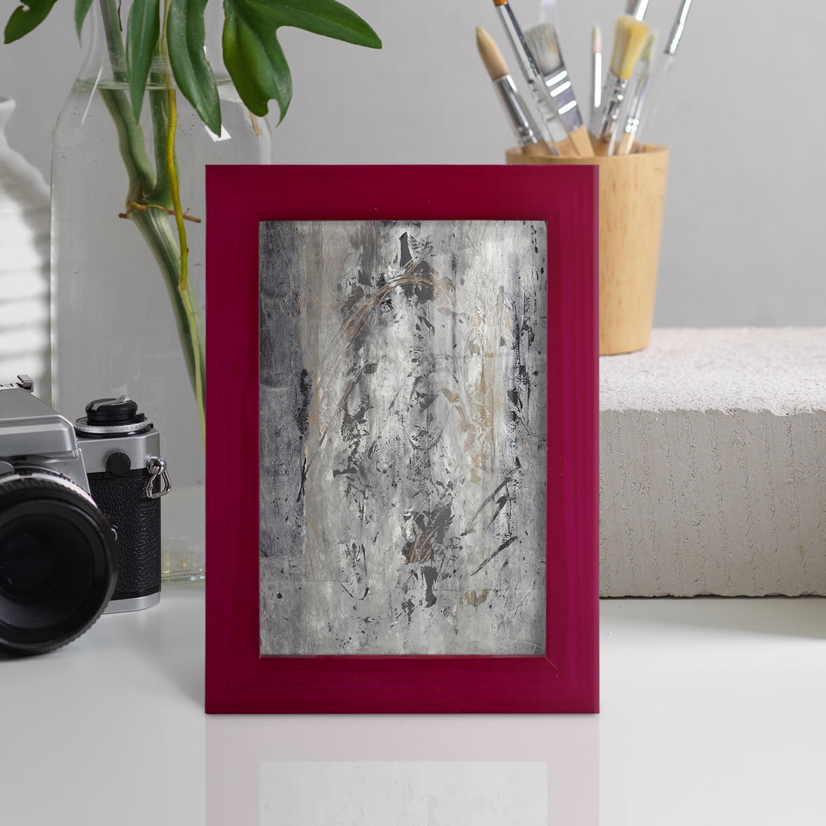 Ancient Marks II - Framed Print w/glass - Cherry Red