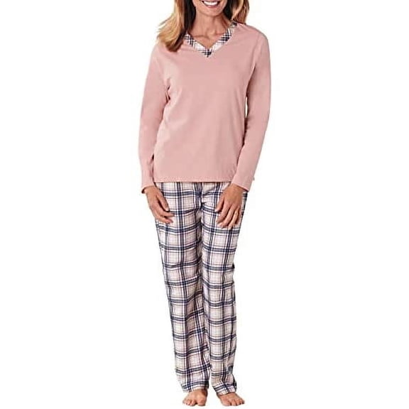 Cinema Studio Women's Plus Size Knit and Flannel Pajama Set