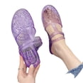 thumbnail image 3 of oqasdz Womens Slippers Summer Slip On Sandals with Hollow Toe Ring Jelly Pool Two Way Wear Versatile Openwork Sandals,Purple, 3 of 7