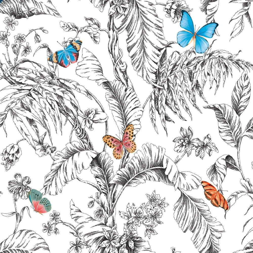 RoomMates Orange Butterfly Sketch Peel and Stick Wallpaper - Walmart