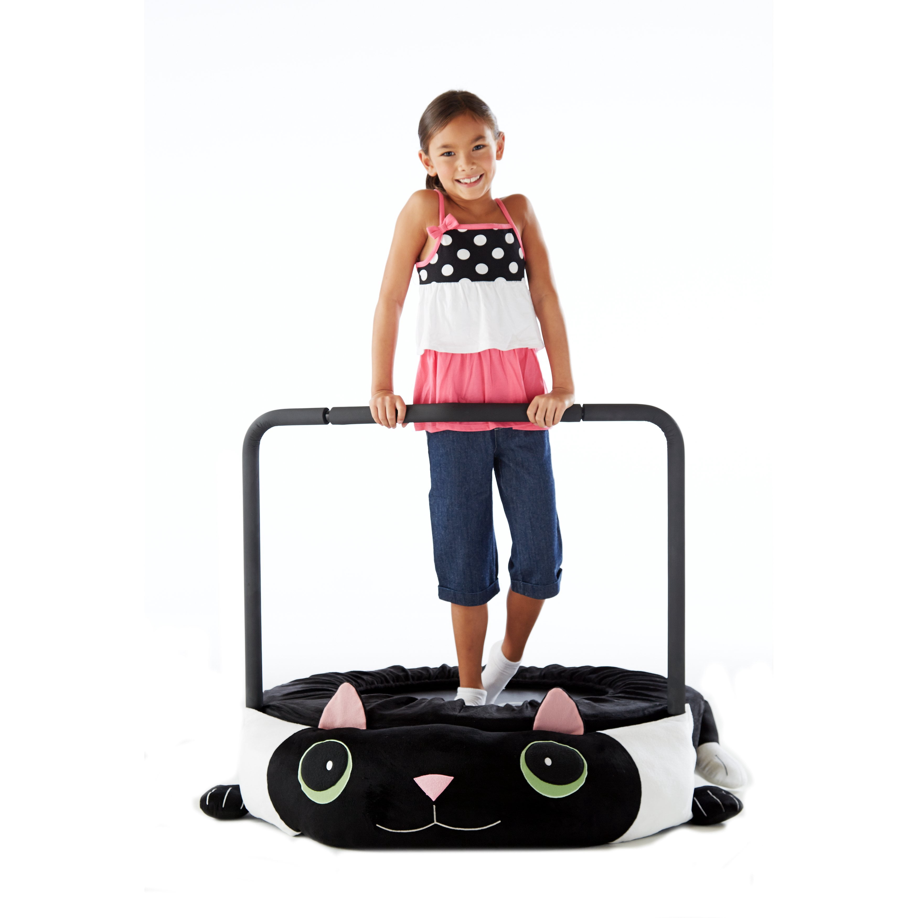 Pure Fun 36-inch Kitty Cat Plush Jumper Kids Trampoline with Handrail