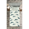 thumbnail image 3 of Ambesonne Shark Quilted Bedspread Set 2 Pcs, Dangerous Underwater, Twin Size, Slate Blue and Eggshell, 3 of 3