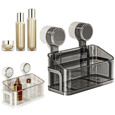 No Drill Suction Cup Shower Shelf with Drain Holes Large Capacity Removable Hanging Storage Basket for Bathroom and Shower Wall Organization (Black) No Drill Suction Cup Shower Shelf with Drain Holes Large Capacity Removable Hanging Storage Basket for Bathroom and Shower Wall Organization (Black)