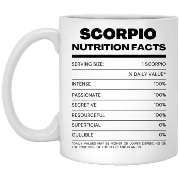 ChaChaCoo Scorpio Nutrition Facts Mug, Funny Zodiac Mug, Horoscope Coffee Cup, Astrological Sign Gift, Unique Scorpio Gift, Astrology Lover Mug