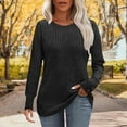 thumbnail image 6 of overalls for Women Solid Color Spring And Winter Base T-shirt With Grooves Brushed Long Sleeves V-neck Button Up Top/shirt Casual Soft Basic Tee Tops Fall Outfit Clothes, 6 of 7