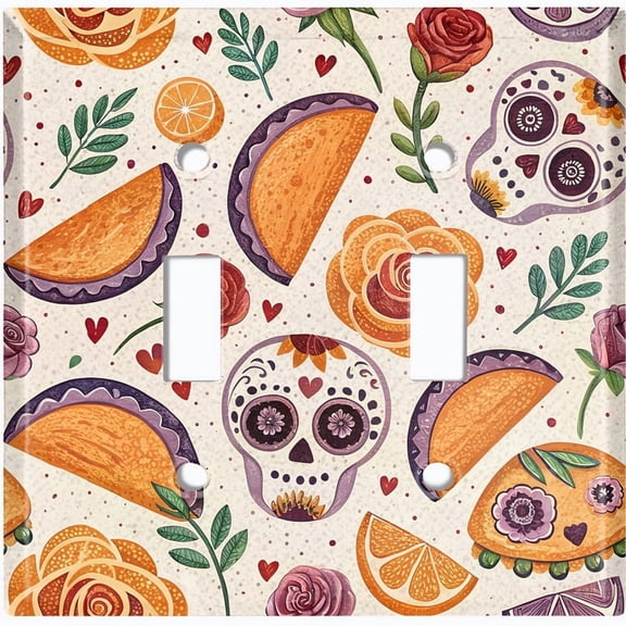 Metal Light Switch Wall Plate Outlet Cover (Day of the Dead / Dia de los Muertos - Double Toggle)