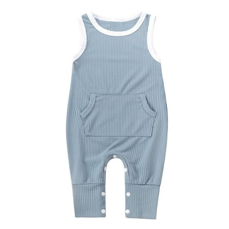 

TAIAOJING Baby Romper Clothes Sleeveless Jumpsuit Boys Solid Knit Girls Ribbed Girls Romper&Jumpsuit One Piece Outfits 3-6 Months