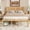 Natural Oak, variant on UHOMEPRO Queen Solid Wood Platform Bed with Rattan Headboard, Farmhouse Boho Bed Frame, Under Bed Storage, No Box Spring Needed, Natural Wood