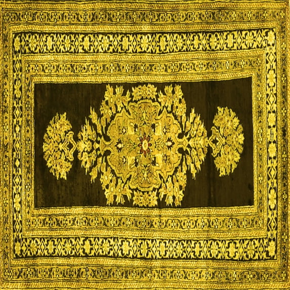 Ahgly Company Indoor Square Abstract Yellow Contemporary Area Rugs, 3' Square