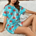 thumbnail image 4 of Rateoe Crab Swims In The Ocean Pattern Women's Short-Sleeved Pajama Set - 2 Piece Soft and Lightweight Sleepwear Set-Large, 4 of 7
