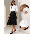 thumbnail image 2 of DARING DIVA Tops Tie Neck Button Down Short Sleeve Blouse M White, 2 of 6