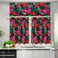 thumbnail image 5 of Hawaiian Hibiscus Kitchen Curtain and Valances Set 3 Pack Farm Short Curtain Sets Living Room Bedroom Office Cafe Home Decoration Accessories Window Treatments Drapes Tiers, 5 of 6