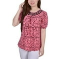 thumbnail image 2 of NY Collection Womens Petites Crewneck Printed Blouse, 2 of 2