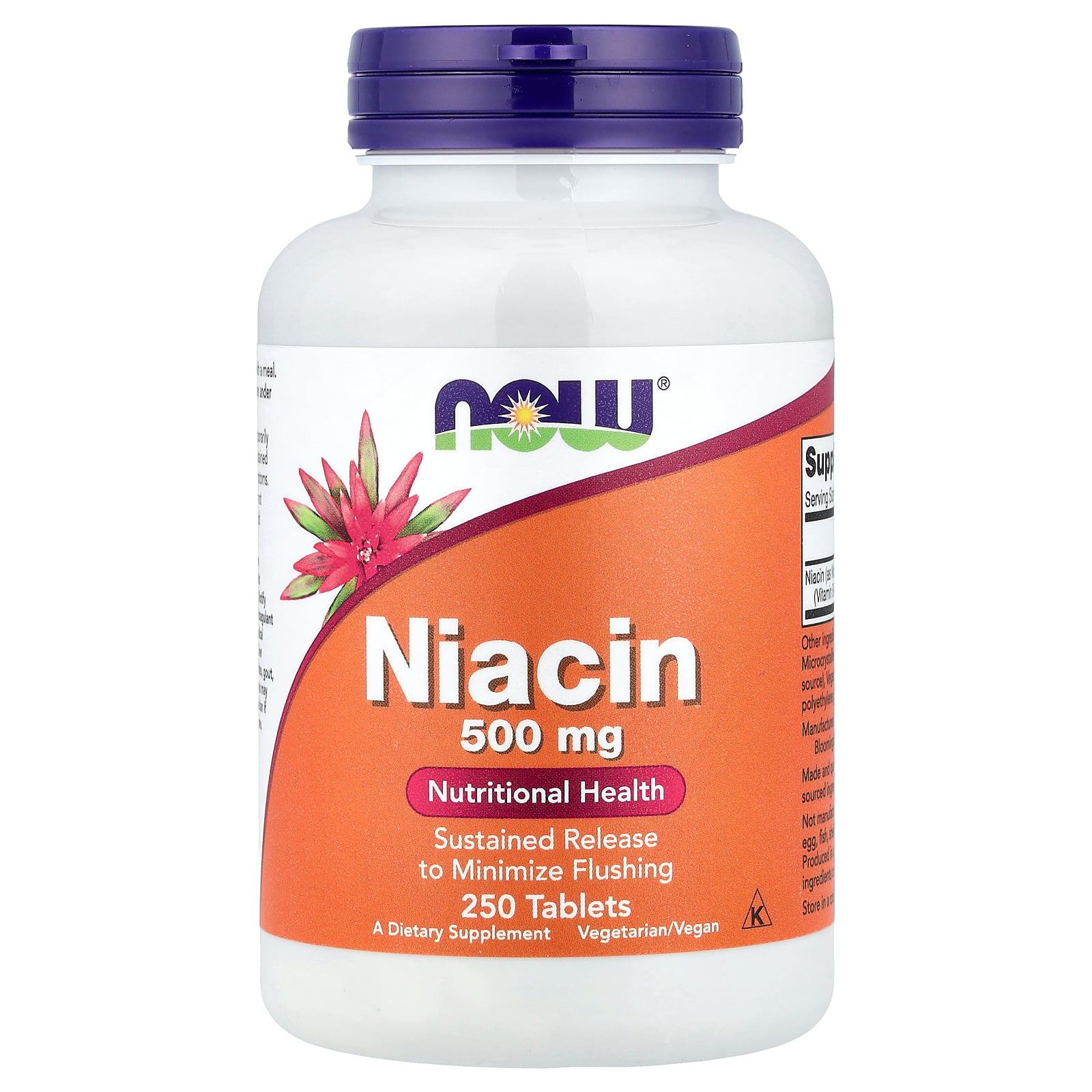 NOW Supplements, Niacin (Vitamin B-3) 500 mg, Sustained Release, Nutritional Health, 250 Tablets