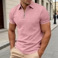 thumbnail image 2 of Short Sleeve Polo Shirts for Men Summer Casual Quarter Zipper Collared Textured Plain Tshirts Work Shirts Golf Shirt, 2 of 5