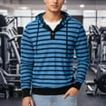 thumbnail image 2 of XIAONU Mens Hoodies Trendy Striped Print Drawstring Button Hoodie Loose Long-Sleeved Pullover Hooded Sweatshirt, 2 of 5