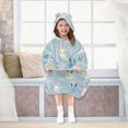 thumbnail image 7 of FORMRS Wearable Blanket Hoodie with Sleeves for Kids Cozy Flannel Sweatshirt, Blue Rabbits, 7 of 7