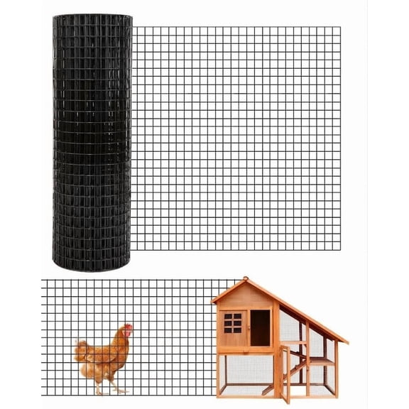 48" x 50 ft 1/2" Hardware Cloth, 19 Gauge Wire Fence Roll – Double-Layer Hot-Dip Galvanized After Welding, Black for Poultry, Garden, Tree Guard & Chicken Coop