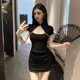 thumbnail image 1 of 2023 New Vintage Black Bandage Sexy Dress Spice Girls Hollow Out Short Sleeve Dress Women's Sweet Spicy Thin Skirt HalloweenXXL Gao Jinjia LED, 1 of 2