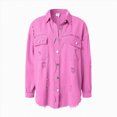thumbnail image 4 of Towmus Casual Quilted Jackets for Women Button Down Collared Long Sleeve Shirts Frayed Hem Fall Jackets with Pockets, 4 of 6