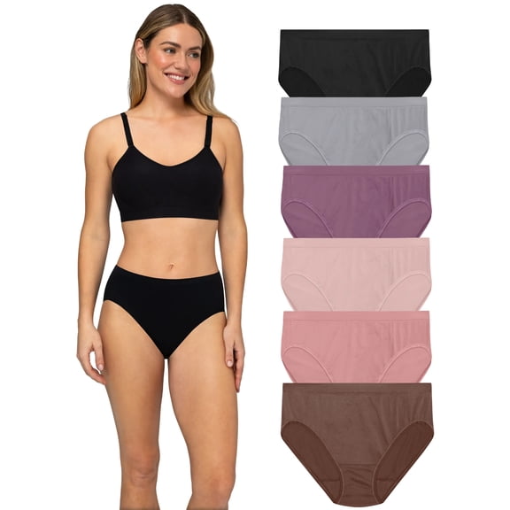 Fruit of the Loom Women's Seamless Hi-Cut Underwear, 6 Pack, Sizes 5-10