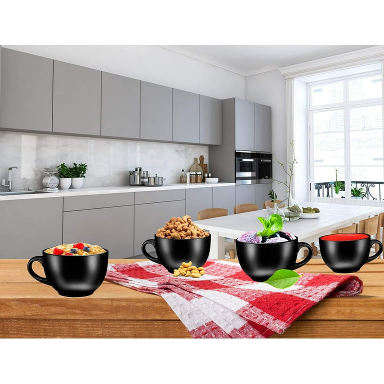 Bruntmor Jumbo Ceramic Coffee Mugs, Set of 4, Wide Multi Purpose