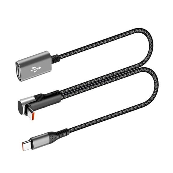 Zeiwohndc 25cm Angled USB C Extension Cord Double Port Fast Charge Data Sync For PC Tablet
