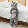 thumbnail image 5 of Odeerbi Infant Boys Girls Animal Dress Up Clothes Flannel Fleece Jumpsuits Winter Thermal Hooded Rompers Infant Cute Bodysuit Long Sleeve Hooded Onesie Infant Clothes Gray, 5 of 8