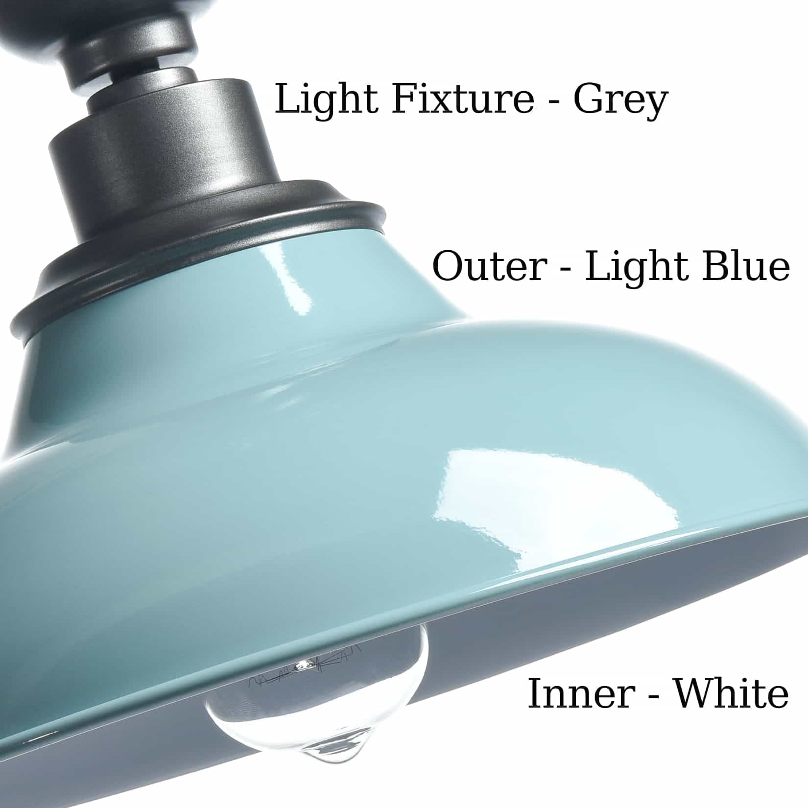 Modern Light Blue Semi Flush Mount Light Barn Shade Ceiling Light Fixture