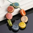 thumbnail image 3 of U8MO 10pcs 15mm Flat Round Fancy Glazed Ceramic Porcelain Loose Beads Jewelry Making-Green, 3 of 4
