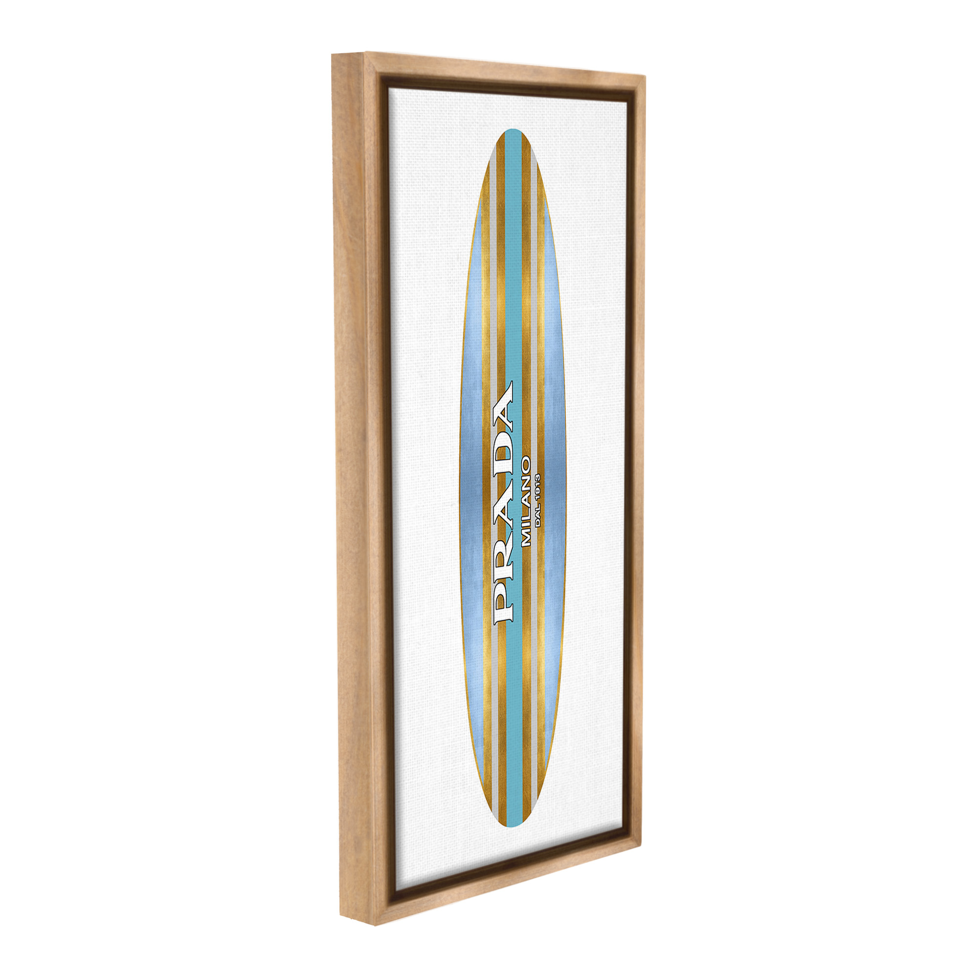 Stupell Industries Fashion Glam Surfboard Nature Painting Brown Floater Framed Canvas Art Print Wall Art, 14 x 31