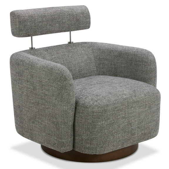 CHITA Modern Swivel Accent Barrel Chairs with Adjustable Backrest, Living Room Foam Armchairs, Fabric & Wood, Pebble Gray