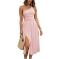 thumbnail image 1 of ZAXARRA Femmes Été Midi Robe Couleur Unie/floral Imprimé Spaghetti Sangle Croisée Tie-Up Dos Nu Robe de Mode Fendue Partie Robe, 1 of 6