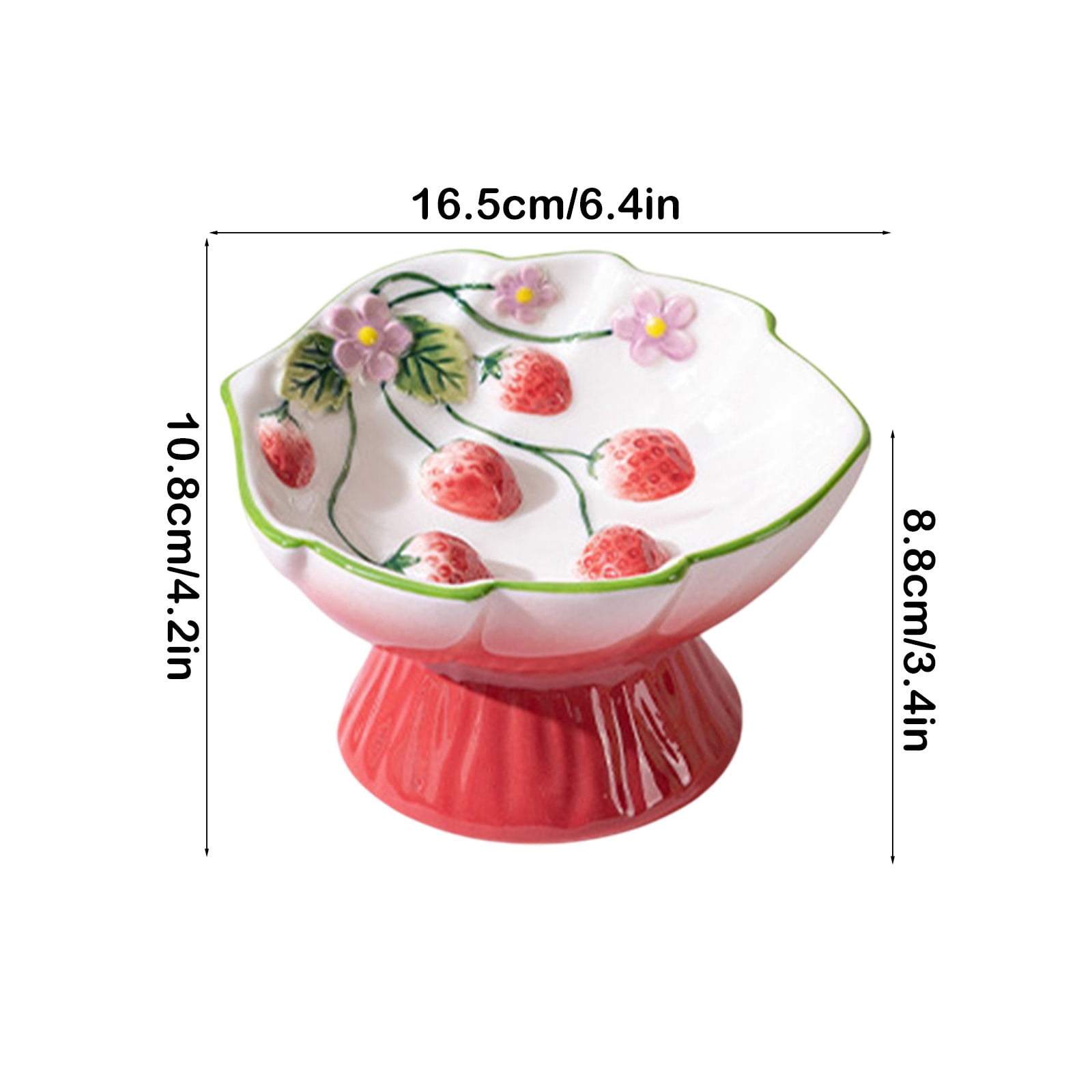 Pet Ceramic Strawberry Slow Food Bowl Tall Designs AntiChoking AntiKnock Over Cats Bowl Neck Spine Protection Dog Slow Food Bowl