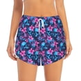 thumbnail image 2 of KLL Blue Skull Flower Pattern Shorts Women,Athletic Shorts High Waisted Running Shorts Pocket Sporty Short Gym Elastic Workout Shorts-Small, 2 of 7