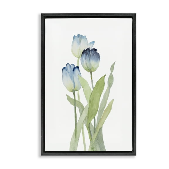 Stupell Industries Blue Garden Tulips Botanical & Floral Painting Black Floater Framed Art Print Wall Art, 17 x 25