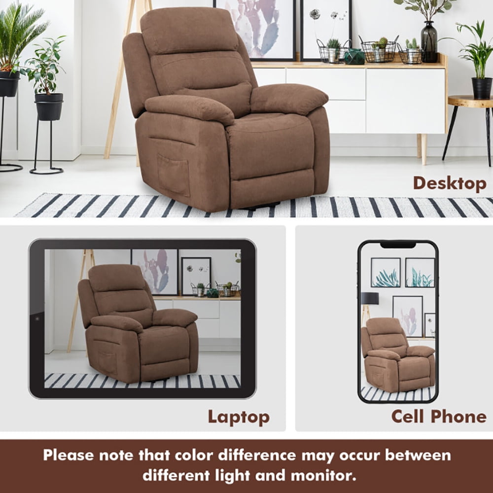 Finihen Electric Power Lift Relax Sofa Recliner Chair, Power Lift Recliner Sofa with Side Pocket and Remote Control, for Elderly, for Living Room, Bedroom, Brown