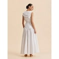 thumbnail image 6 of Women'S French Style White Stitching Buttoned High Waist Maxi Skirt Pleated Flowing Maxi Skirt High Waist Maxi Skirt L, 6 of 9