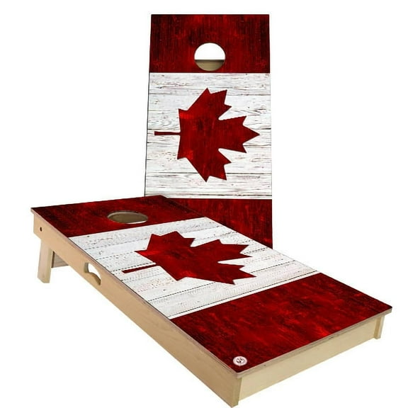 Skips Garage Canada Flag Cornhole Set - Choose Your Size & Accessories NO Accessories 2x3 Boards (24" x 36")