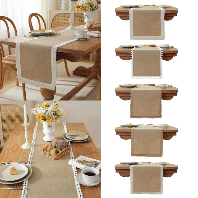 Fiudx Bandera de Mesa de Lino, Diseño de Tejido Natural, Decoración para Festivales, Funda de Tela para Armario de Vestíbulo, Textura Elegante, Decoración Versátil, Tamaño 30 X 120 Cm, Ideal para Cel