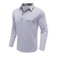 thumbnail image 4 of Men's Spring And Autumn Solid Color T-shirt Lapel 3 Button Open Placket Button Long Sleeved TopXL, 4 of 5