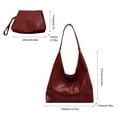 thumbnail image 4 of Women 2pcs Shoulder Bag and Handbag Set Fashion Soft Shopping Bag (Wine Red), 4 of 10