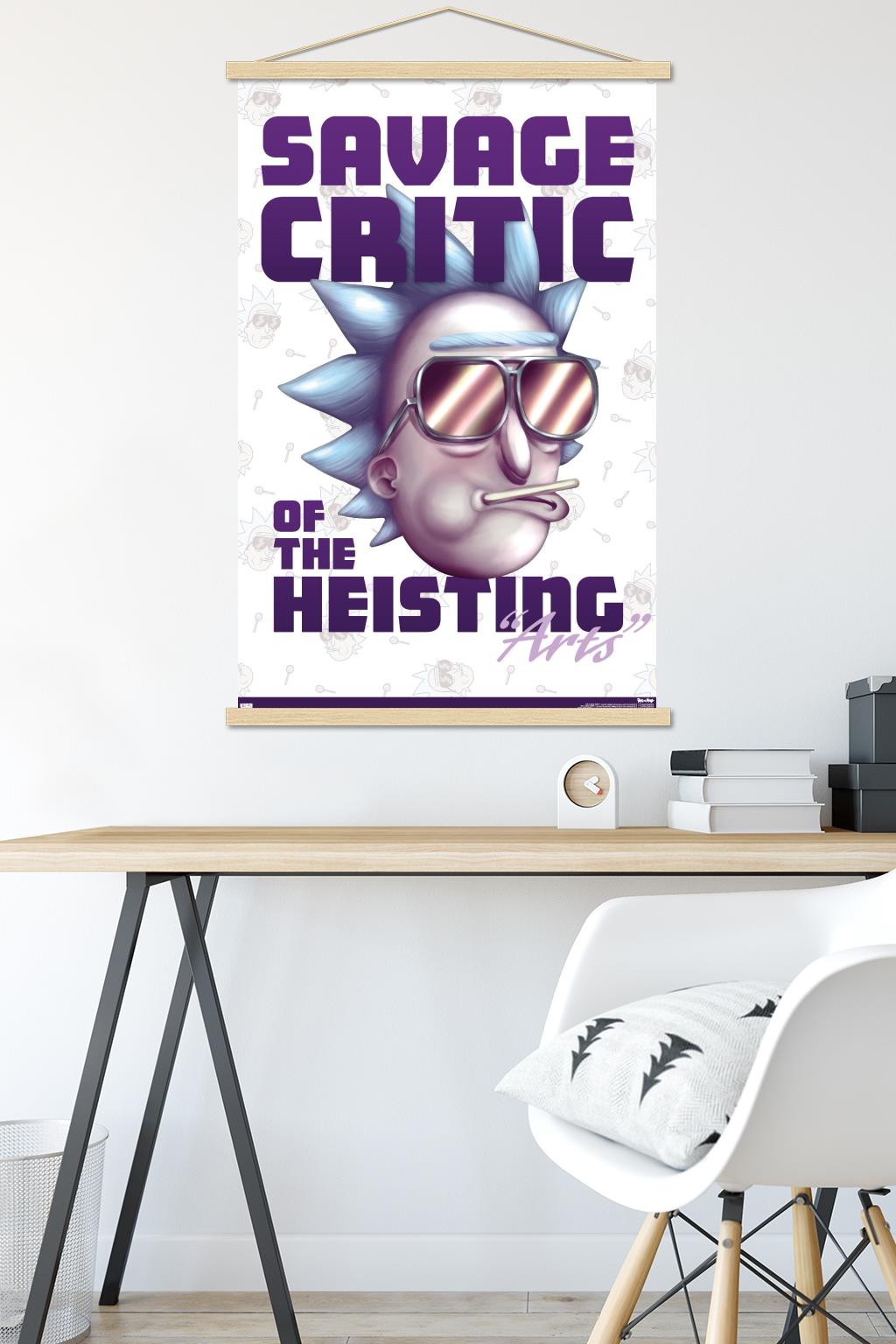 Rick And Morty - Savage Critic Wall Poster with Wooden Magnetic Frame, 22.375" x 34"