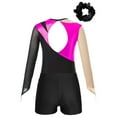 thumbnail image 6 of YONGHS Kids Girls Gymnastics Bodysuit with Shorts Hair Scrunchie Set Ballet Dance Leotard Unitards Hot Pink 10, 6 of 7