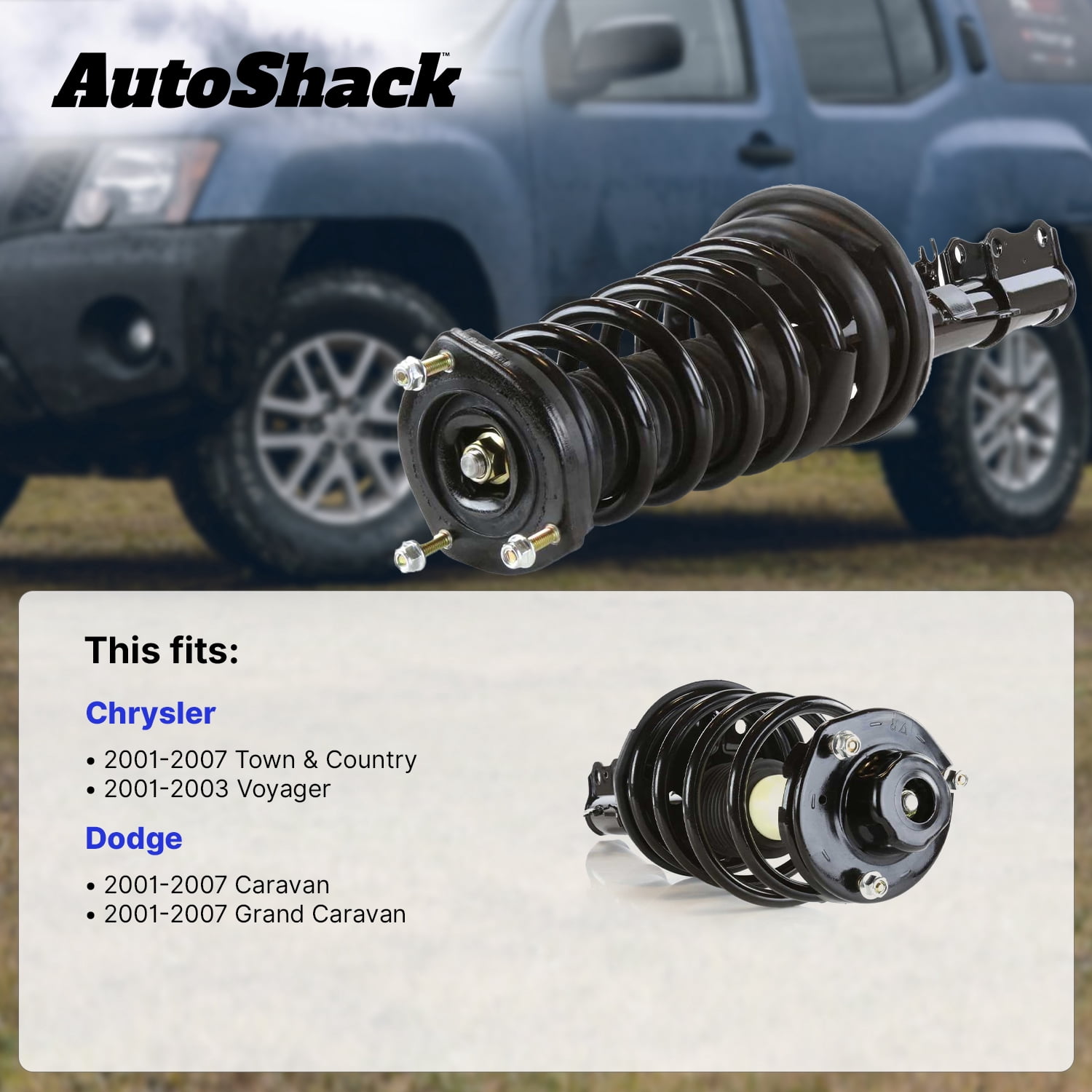 AutoShack Front Complete Strut & Coil Spring Assembly - Driver Side for Dodge & Chrysler, Grand Caravan 2001-2007 Town & Country 2001-2007 Voyager 2001-2003, FWD V6 3.3L 3.8L
