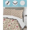 thumbnail image 4 of Vintage Pink Botanical Full Size Down Alternative Comforter, Lightweight Comforter Quilt Bedding Set with Pillow Shams Spring Floral Summer Birds All Seasons Bed Comforter Duvet Insert 78"x90", 4 of 7