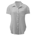 thumbnail image 5 of Htigea Women's Button Down Shirts Short Sleeve Dress Shirts Basic Business Collared Work Blouses Today Sales Gray,XL, 5 of 5
