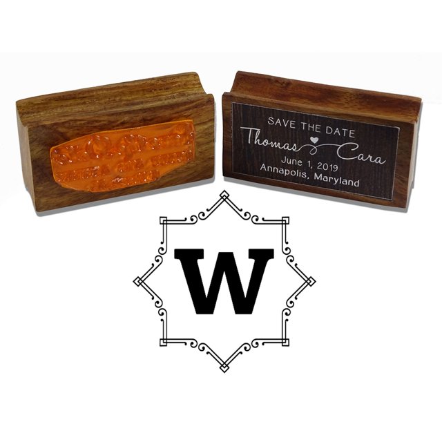 Printtoo Octagon Celtic Swirl Frame Monogram Letter W Wood Mounted Rubber Stamp Office Stationary